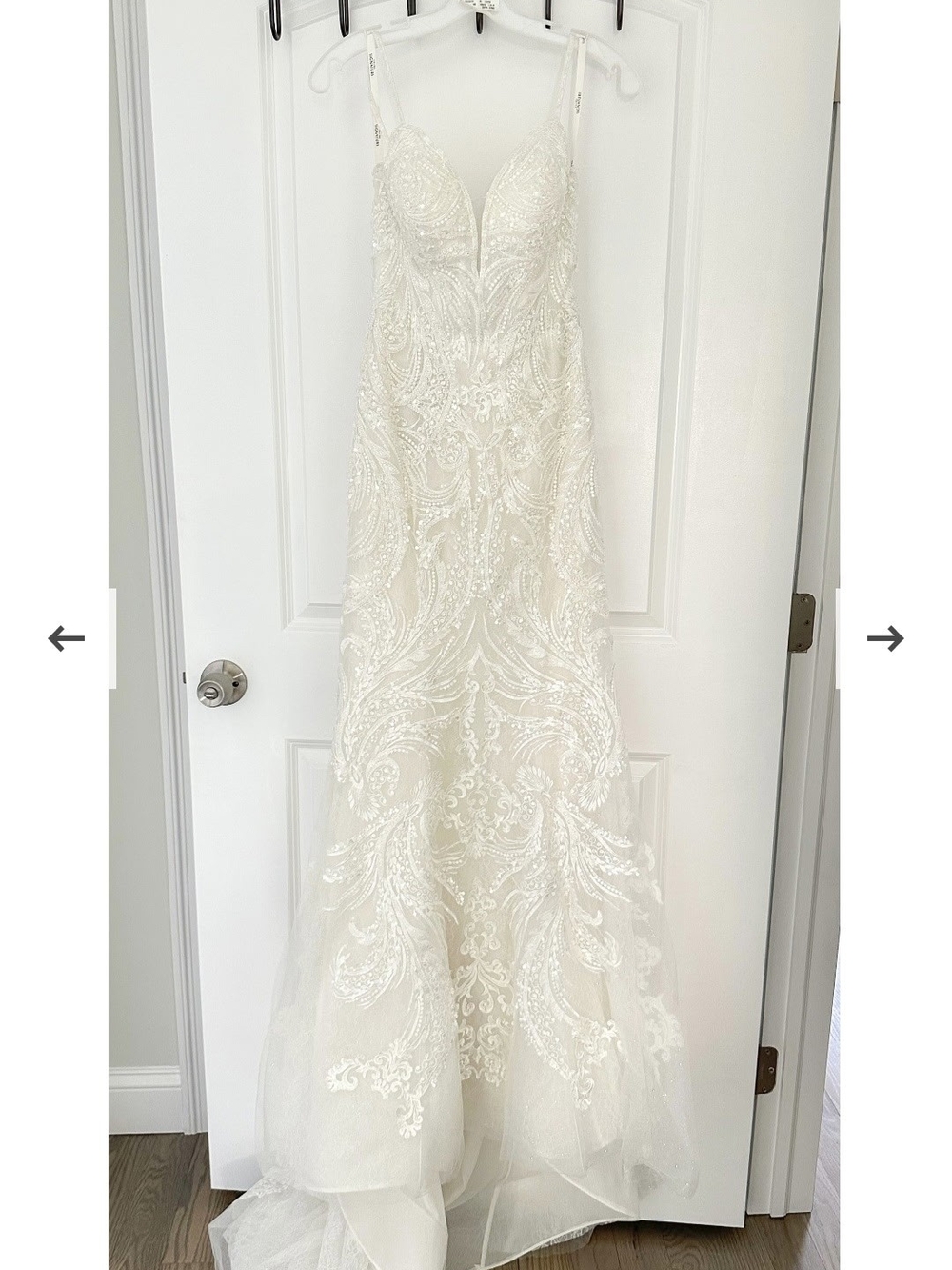 Davids Bridal Elegant Strap Wedding Dress in White